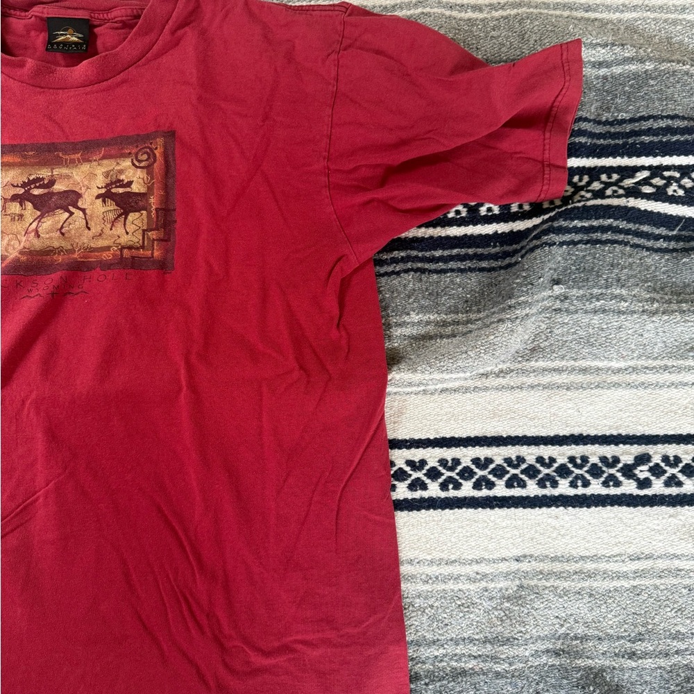 Y2K Vintage Jackson Hole Wyoming Crewneck Red Moose T Shirt Mens XL - Picture 2 of 5